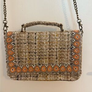 America & Beyond Beaded Tweed Bag